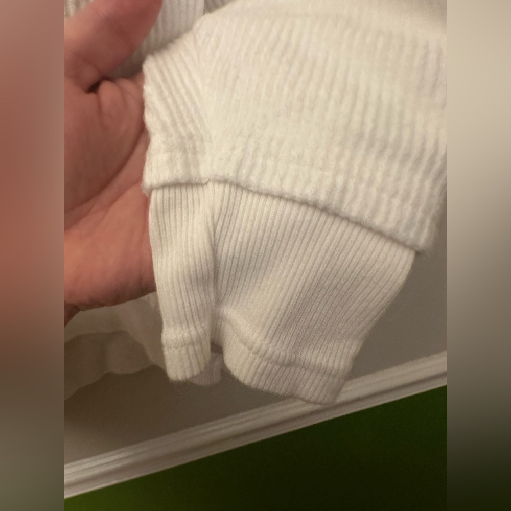 Aerie Waffle Knit Snap Henley Oversized Hoodie in White XS - Picture 3 of 6